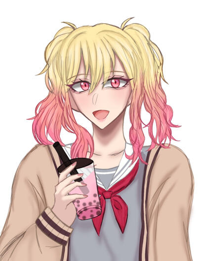 Waist-Up Fanart, Saki Tenma, Project Sekai (Phone Drawing)