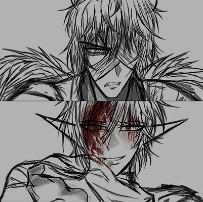 extreme gore example - excessive blood splatters (also unfinished wip...if anyone is wondering why its not colored xD)
