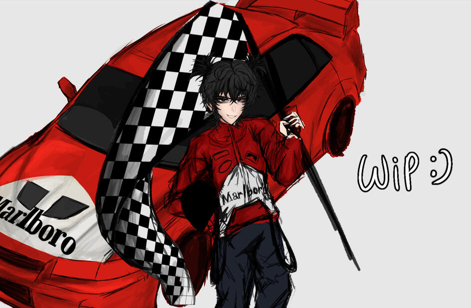 Full Body + Car WIP (Phone Drawing)