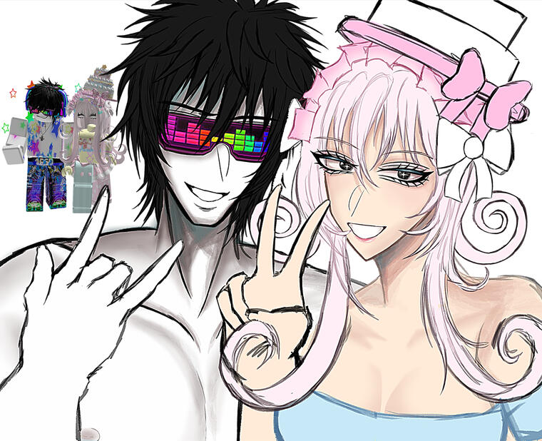 2 Person Waist-Up WIP (Phone Drawing)